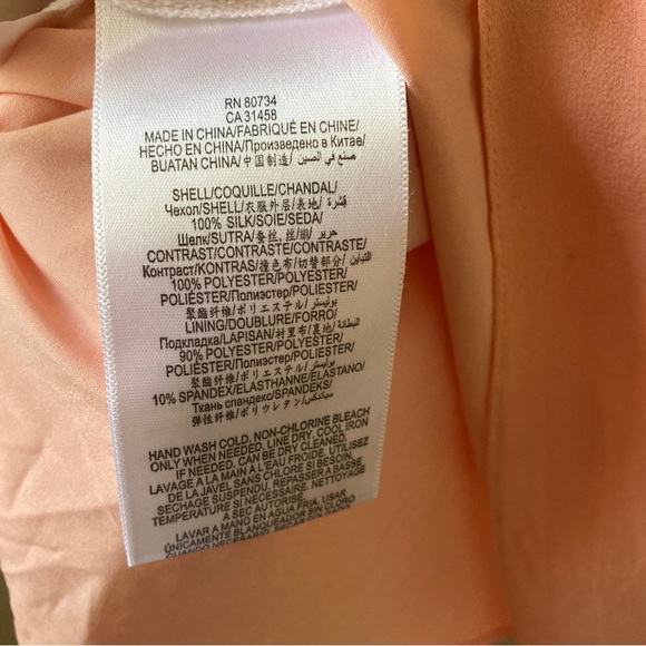 BCBG Maxazira Marilee 100% SILK chiffon high neck dress M peach pink blush CL3 - Picture 9 of 16